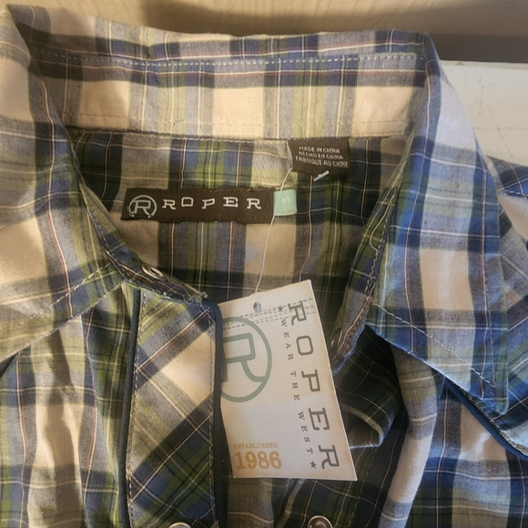 Womens Blue and Green Roper Brand Plaid Shirt With Embroidery On Back Size Small - Picture 6 of 9
